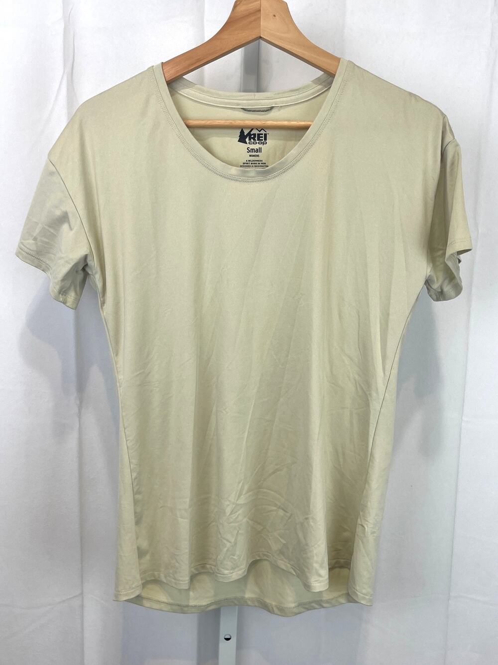 REI Co-Op Womens Performance T Shirt Short Sleeve Scoop Neck Beige Size S